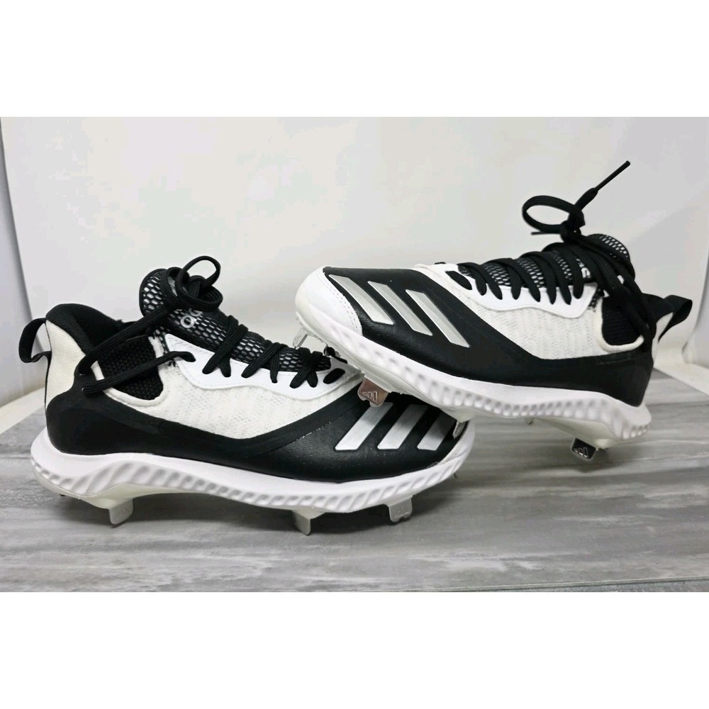 Mens Size 7 Black‎ White Silver Adidas Icon V Bounce Iced Baseball Metal Cleats